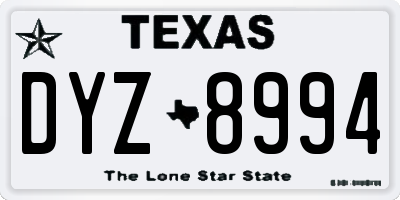 TX license plate DYZ8994