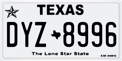 TX license plate DYZ8996