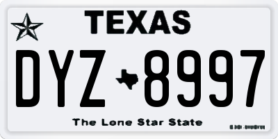 TX license plate DYZ8997