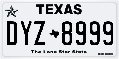 TX license plate DYZ8999