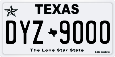 TX license plate DYZ9000