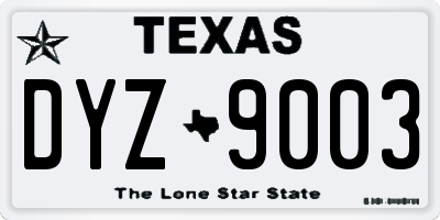 TX license plate DYZ9003