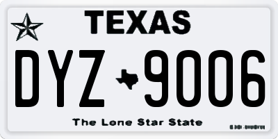 TX license plate DYZ9006