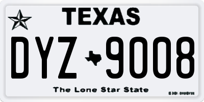 TX license plate DYZ9008