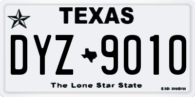 TX license plate DYZ9010