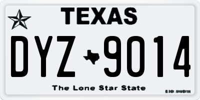 TX license plate DYZ9014