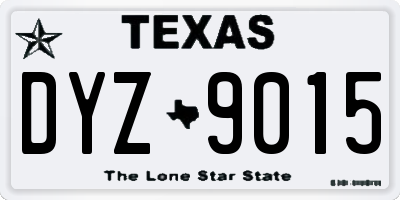 TX license plate DYZ9015