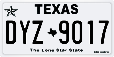 TX license plate DYZ9017