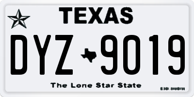 TX license plate DYZ9019