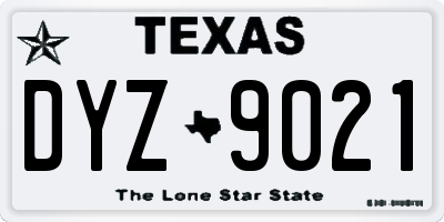 TX license plate DYZ9021