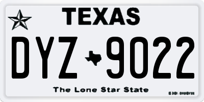 TX license plate DYZ9022