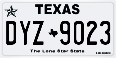 TX license plate DYZ9023