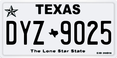 TX license plate DYZ9025