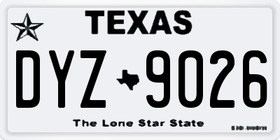 TX license plate DYZ9026
