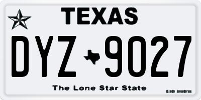 TX license plate DYZ9027