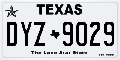 TX license plate DYZ9029