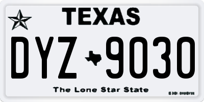 TX license plate DYZ9030