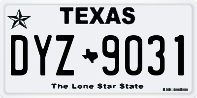 TX license plate DYZ9031
