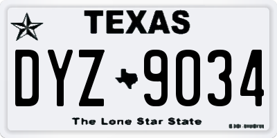 TX license plate DYZ9034