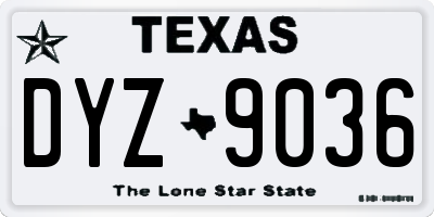 TX license plate DYZ9036