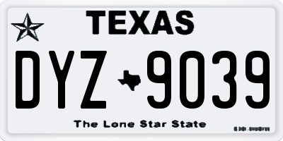 TX license plate DYZ9039