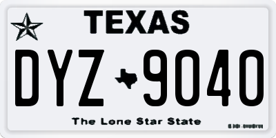 TX license plate DYZ9040