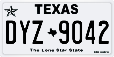 TX license plate DYZ9042