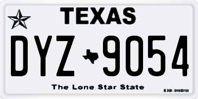 TX license plate DYZ9054