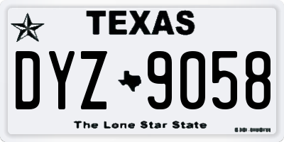 TX license plate DYZ9058
