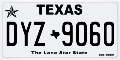 TX license plate DYZ9060