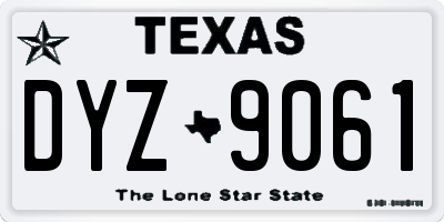 TX license plate DYZ9061