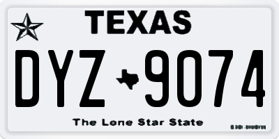 TX license plate DYZ9074