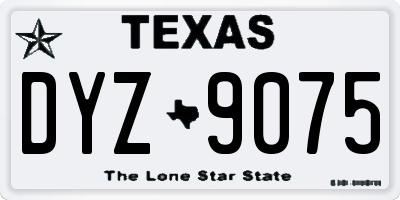 TX license plate DYZ9075