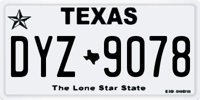 TX license plate DYZ9078