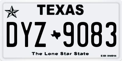 TX license plate DYZ9083