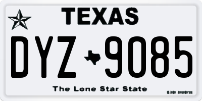 TX license plate DYZ9085