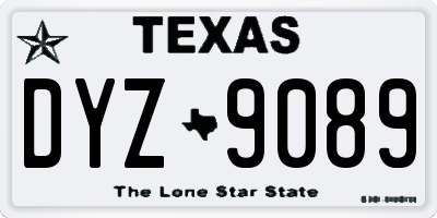 TX license plate DYZ9089