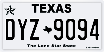 TX license plate DYZ9094