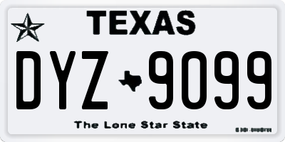 TX license plate DYZ9099