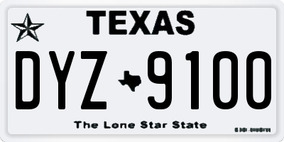 TX license plate DYZ9100