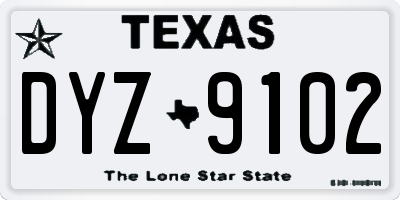 TX license plate DYZ9102