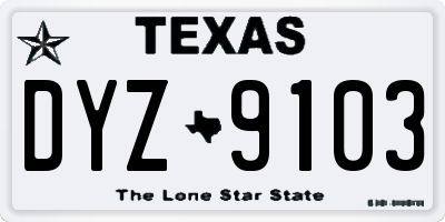 TX license plate DYZ9103