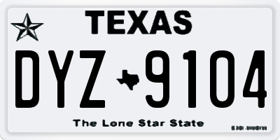 TX license plate DYZ9104