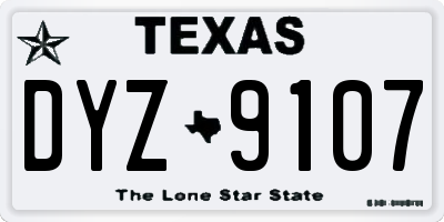 TX license plate DYZ9107