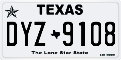 TX license plate DYZ9108