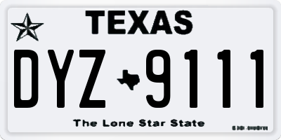 TX license plate DYZ9111
