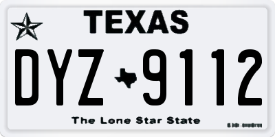 TX license plate DYZ9112