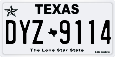 TX license plate DYZ9114