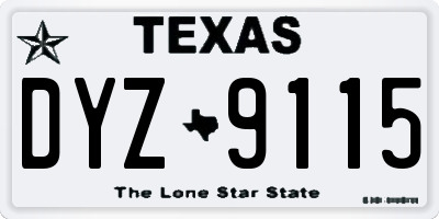 TX license plate DYZ9115