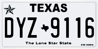 TX license plate DYZ9116